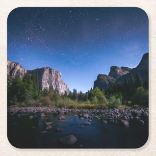 De melkweg   Nationaal park Yosemite Vierkante Kartonnen Onderzetter
