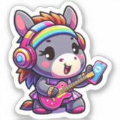 De melodie-zoete ezel sticker (Voorkant)