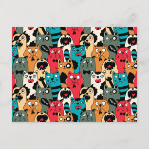 De menigte katten briefkaart