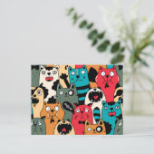 De menigte katten briefkaart (Staand voorkant)