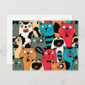 De menigte katten briefkaart (Voorkant / Achterkant)