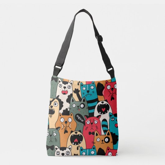 De menigte katten crossbody tas (Voorkant)