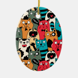 De menigte katten keramisch ornament