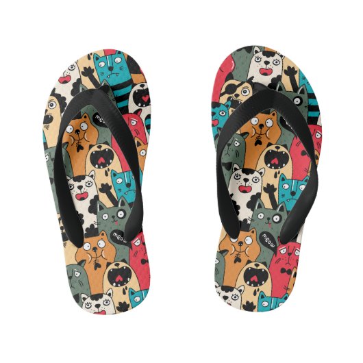 De menigte katten kinder teenslippers (Voetbed)