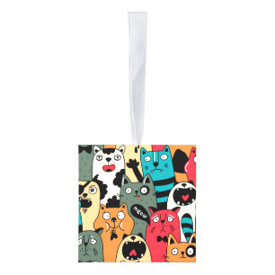 De menigte katten kubus ornament