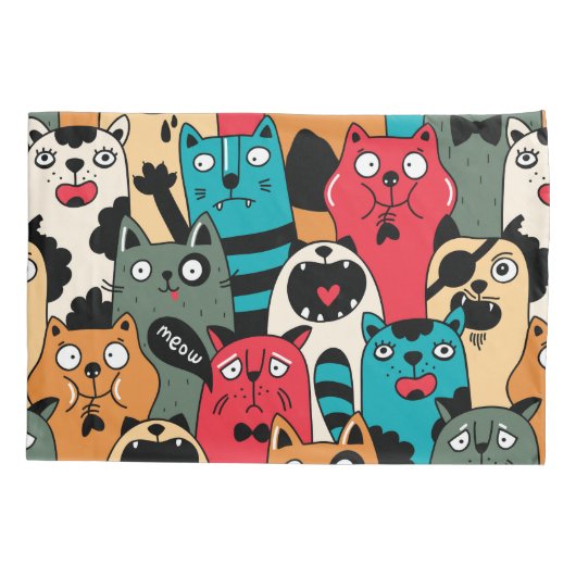 De menigte katten kussensloop (Achterkant)