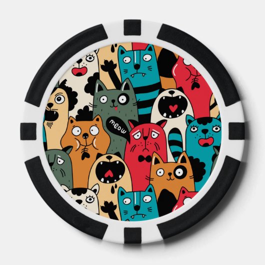 De menigte katten poker chips (Voorkant)
