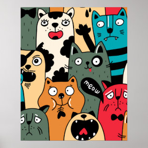 De menigte katten poster