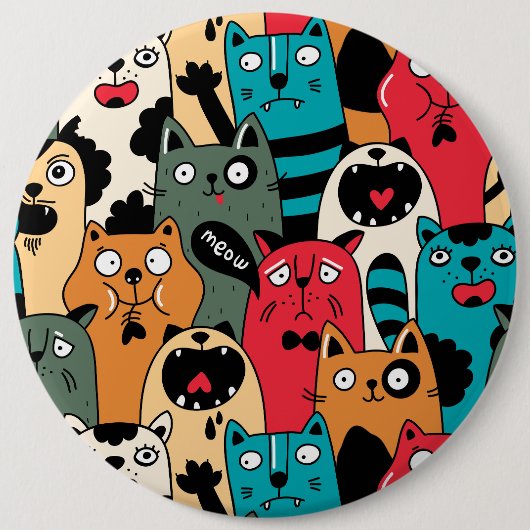 De menigte katten ronde button 6,0 cm (Voorkant)