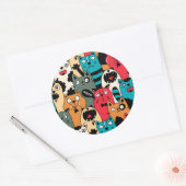 De menigte katten ronde sticker (Envelop)