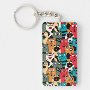 De menigte katten sleutelhanger