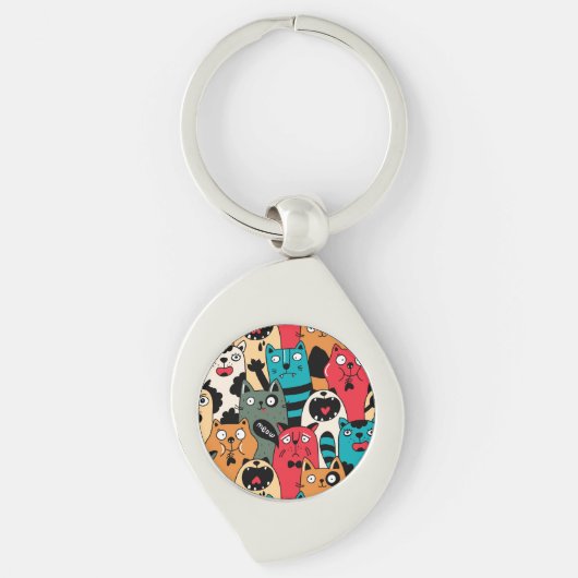De menigte katten sleutelhanger (Voorkant)