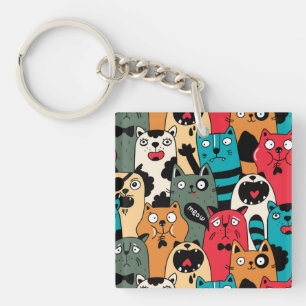 De menigte katten sleutelhanger