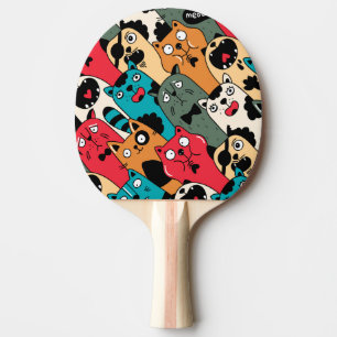 De menigte katten tafeltennisbatje
