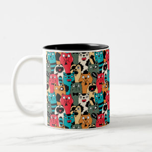 De menigte katten tweekleurige koffiemok