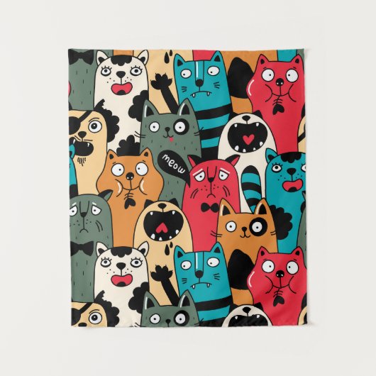 De menigte katten wandkleed (Voorkant)