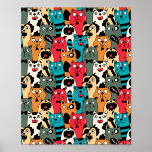 De menigte van katten poster