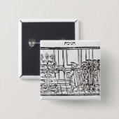 De Menorah verlichten Vierkante Button 5,1 Cm (Voorkant /achterkant)