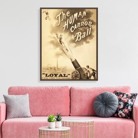 De menselijke kanonbal, Circus Poster Canvas Afdruk (Insitu (Woonkamer))