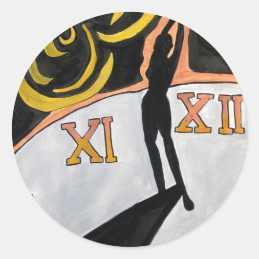 De menselijke zonnewijzer ronde sticker (Voorkant)