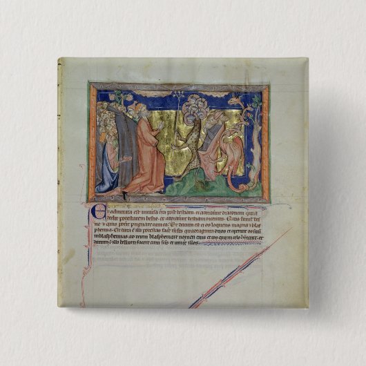 De mensen die het beest en het vierkante button 5,1 cm (Voorkant)