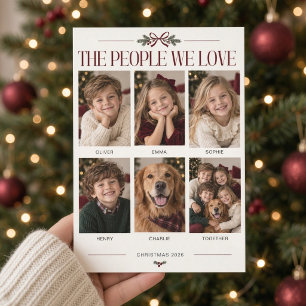 De Mensen Die We Liefhebben Zes Foto Familie Kerst Feestdagenkaart