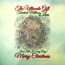 "De mensheid: het ultieme cadeau": statische beeld Raamsticker