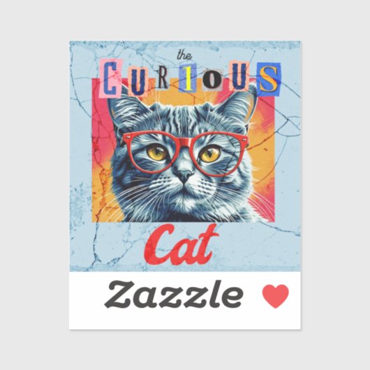 De merkwaardige kat sticker (Vel)