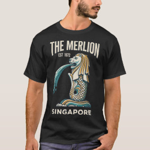 De Merlion Singapore Vintage Reisposter Retro T-shirt