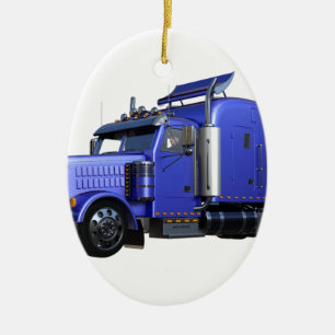 De metaal Blauwe Semi Vrachtwagen van de Keramisch Ornament