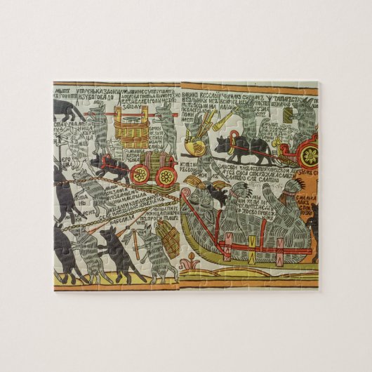 De Mice Bury the Cat, Russisch, eind 18e eeuw Legpuzzel (Horizontaal)