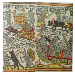 De Mice Bury the Cat, Russisch, eind 18e eeuw Tegeltje