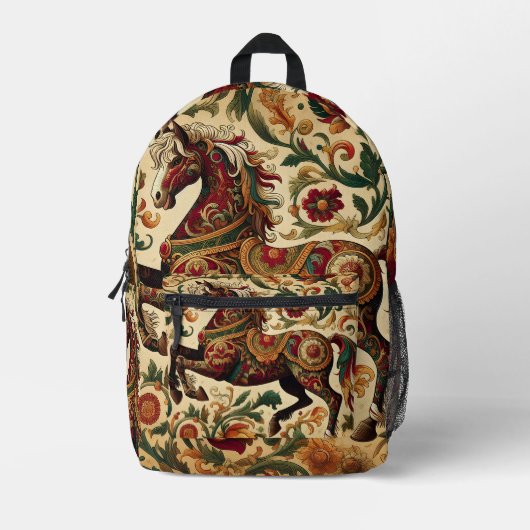 De middeleeuwse betoverde ros in bloei bedrukte rugzak (Voorkant)