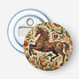 De middeleeuwse betoverde ros in bloei button flesopener