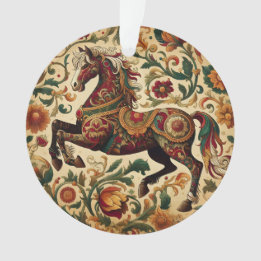 De middeleeuwse betoverde ros in bloei ornament