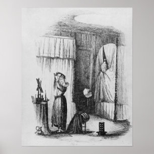De middeleeuwse dame in de dubbelBeddenkamer Poster