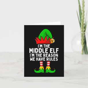 De middelste elf bijpassende familie kerst kaart