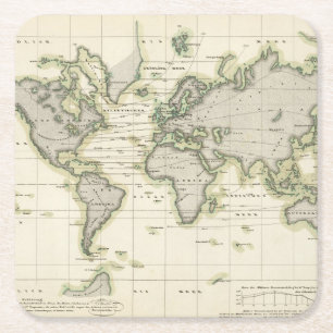De middenbarometer vierkante kartonnen onderzetter