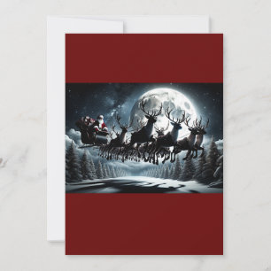 De middernachtelijke hemelreis van de Kerstman Feestdagenkaart