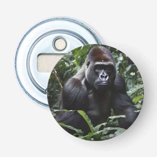 De Midnight Gorilla King: Monarch van het bos Button Flesopener (Voorkant)