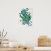 De Mighty Green Kraken Poster (Keuken)