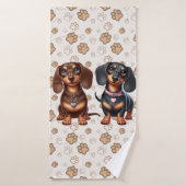 De mignons amis dachshund (Serviette de bain)