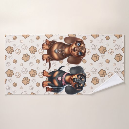 De mignons amis dachshund (Serviette de bain)