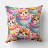 De mignons chatons et cupcakes, coussin arc-en-cie (Verso)
