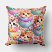 De mignons chatons et cupcakes, coussin arc-en-cie (Recto)