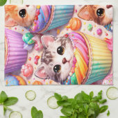 De mignons chatons et cupcakes, torchon de cuisine (Plié)