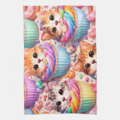 De mignons chatons et cupcakes, torchon de cuisine (Vertical)