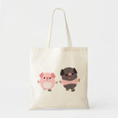 De mignons cochons de caricature sur un sac de mar (Devant)