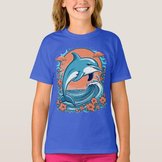 De mignons dauphins sautant dans l'océan T-Shirt (Devant)
