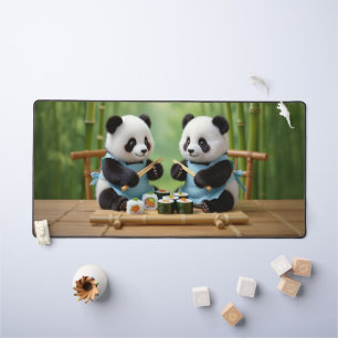 De mignons oursons pandas préparant des sushis
